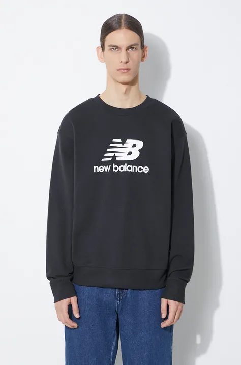 New Balance sweatshirt Stacked Logo French men's black color with a print MT41500BK
