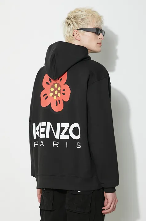Кофта Kenzo Boke Flower чоловіча колір чорний з капюшоном з принтом FD55SW4444ME.99J