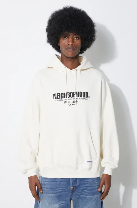 NEIGHBORHOOD cotton sweatshirt Classic men's beige color hooded with a print 241FPNH.CSM04