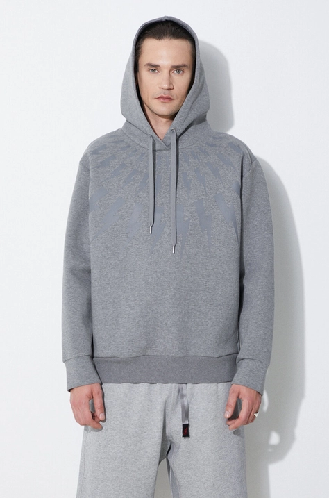 Neil Barrett sweatshirt Fairisle Thunderbolt Sweatshirt men's gray color hooded with a print MY72186A-Y506-756N