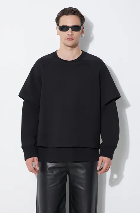 Суичър Neil Barrett Slim Dropped Shoulder Double Layer Sweatshirt в черно с изчистен дизайн MY72251R-Y501-001N