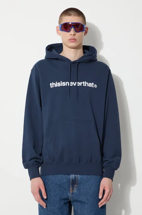 thisisneverthat cotton sweatshirt T-logo LT Hoodie men's navy blue color hooded with a print TN240TSWHO01