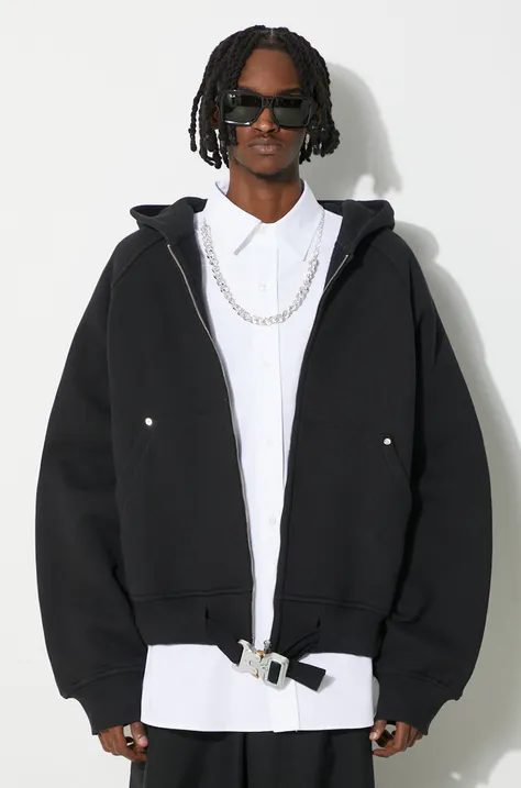 1017 ALYX 9SM cotton sweatshirt Belted Buckle Zip Hoodie men's black color hooded smooth AAMSW0227FA01