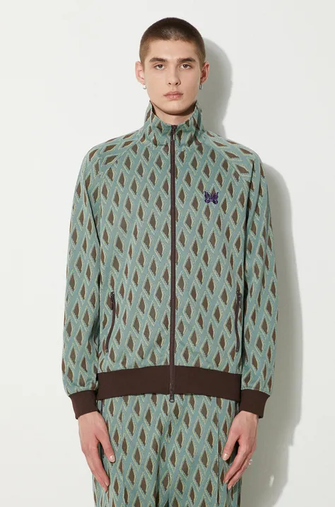 Mikina Needles Track Jacket pánská, tyrkysová barva, vzorovaná, OT224