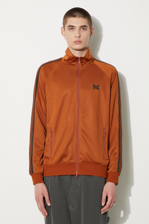 Mikina Needles Track Jacket pánska, oranžová farba, s nášivkou, OT226