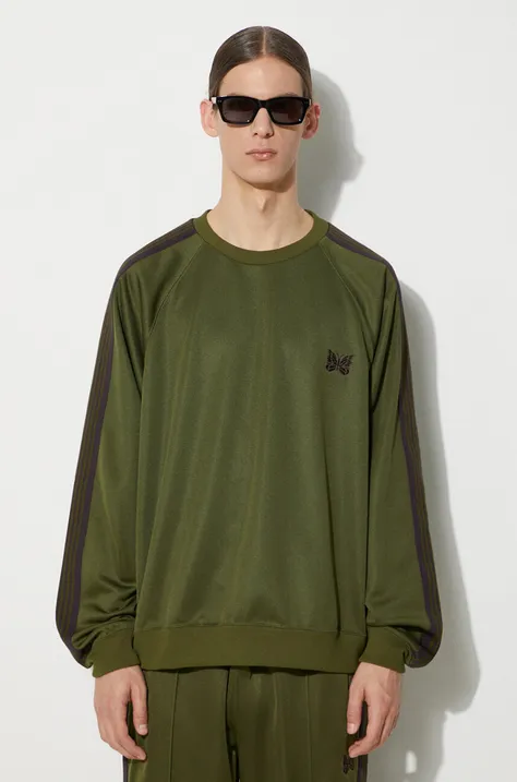 Needles bluza Track Crew Neck Shirt barbati, culoarea verde, cu imprimeu, OT227