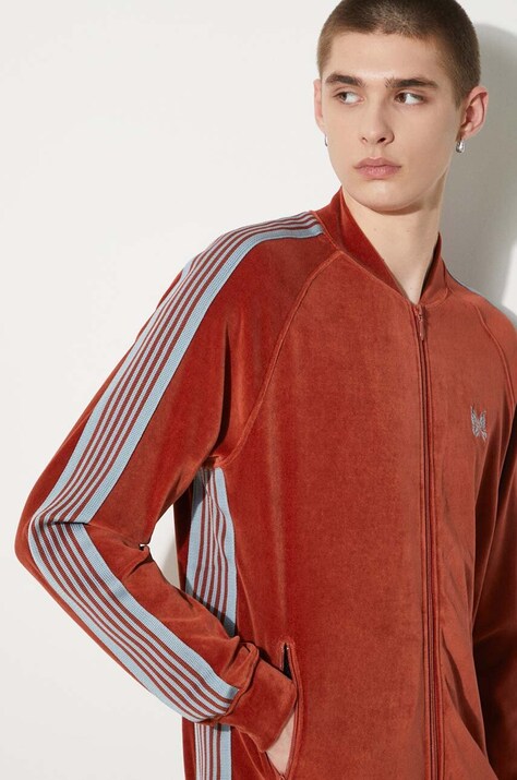 Mikina Needles RC Track Jacket pánska, oranžová farba, vzorovaná, OT233