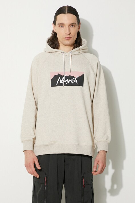 Μπλούζα Nanga Eco Hybrid Box Logo Sweat Hoodie χρώμα: μπεζ, με κουκούλα, NW2311.1F202