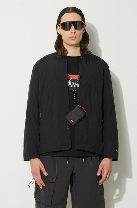 Μπουφάν με επένδυση από πούπουλα Nanga No Collar Soft Down Cardigan ανδρικό, χρώμα: μαύρο, ND2411.1A100.A