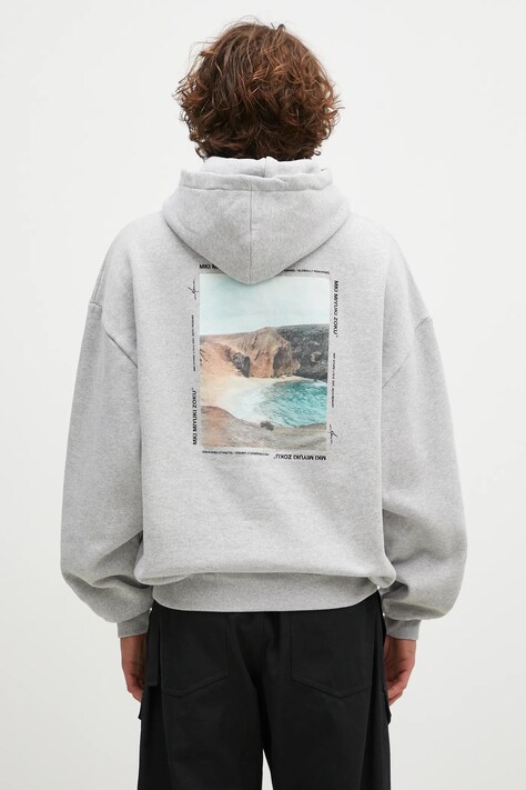 Кофта MKI MIYUKI ZOKU Resort Hoody чоловіча колір сірий з капюшоном з принтом RESORT.HOODY