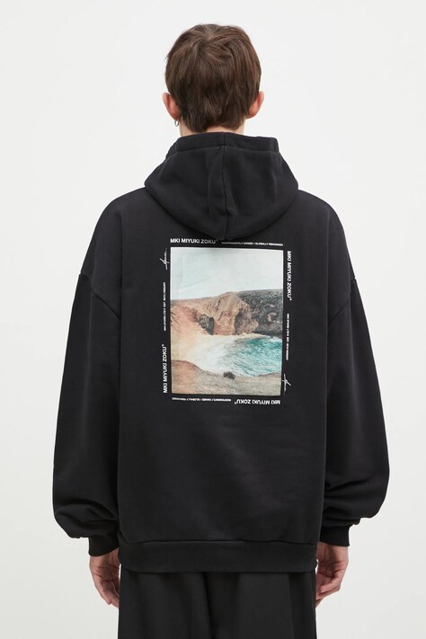 MKI MIYUKI ZOKU sweatshirt Resort Hoody men's black color hooded with a print RESORT.HOODY