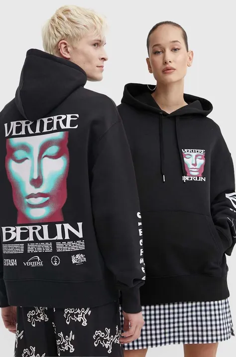 Mikina Vertere Berlin SLEEPWALK čierna farba, s kapucňou, vzorovaná, VER H115