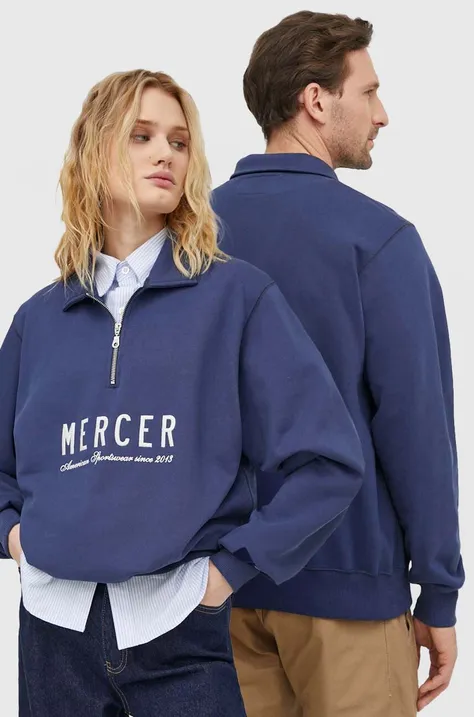 Bombažen pulover Mercer Amsterdam mornarsko modra barva