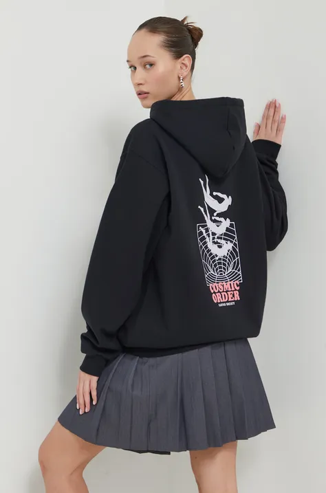 Mikina Kaotiko čierna farba, s kapucňou, s potlačou