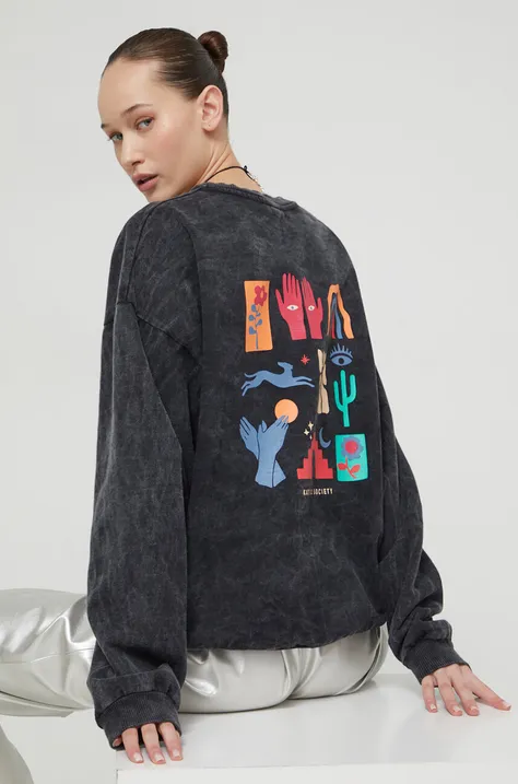 Bombažen pulover Kaotiko črna barva