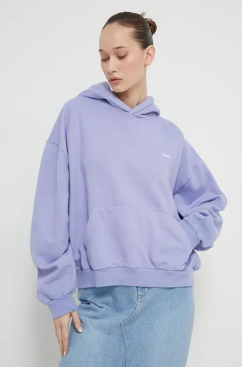 Bombažen pulover Kaotiko vijolična barva, s kapuco