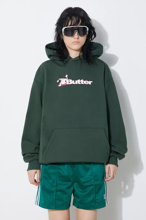 Butter Goods sweatshirt green color hooded with a print BGQ1241802
