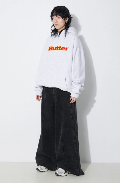 Butter Goods sweatshirt Felt Logo Applique gray color hooded BGQ1241903