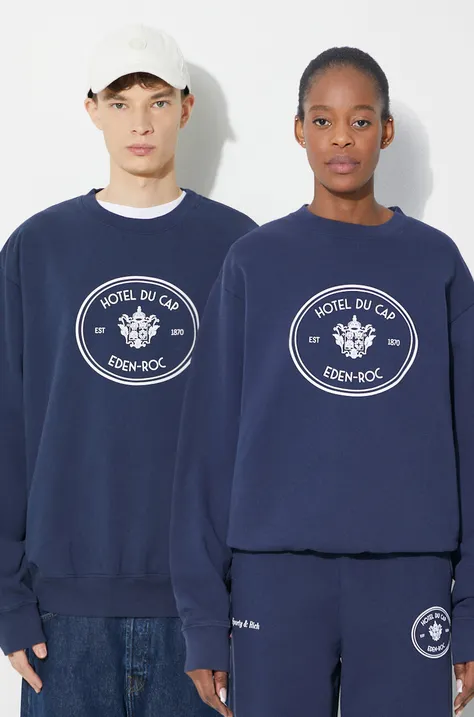 Sporty & Rich cotton sweatshirt Eden Crest Crewneck navy blue color CR1073NA