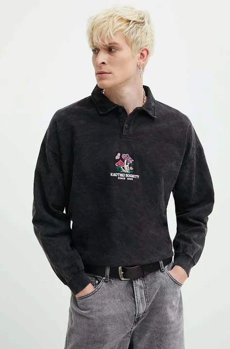 Bombažen pulover Kaotiko črna barva, AM048-02-G002