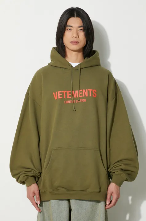 VETEMENTS sweatshirt Limited Edition Logo Hoodie green color hooded with a print UE64HD600Z