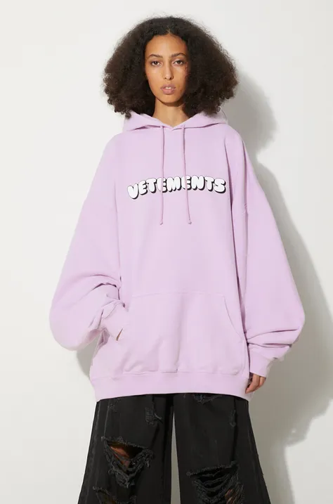 VETEMENTS sweatshirt Bubble Gum Logo pink color hooded with a print UE64HD190P