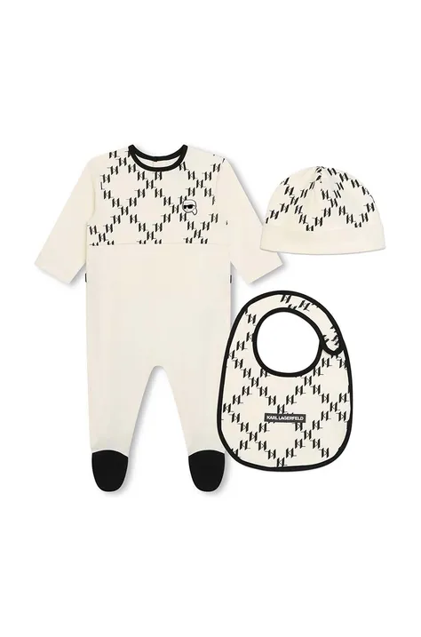 Karl Lagerfeld komplet bawełniany niemowlęcy kolor beżowy