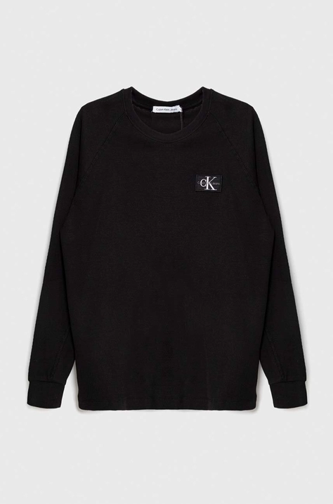 Calvin Klein Jeans longsleeve bawełniany dziecięcy kolor czarny gładki