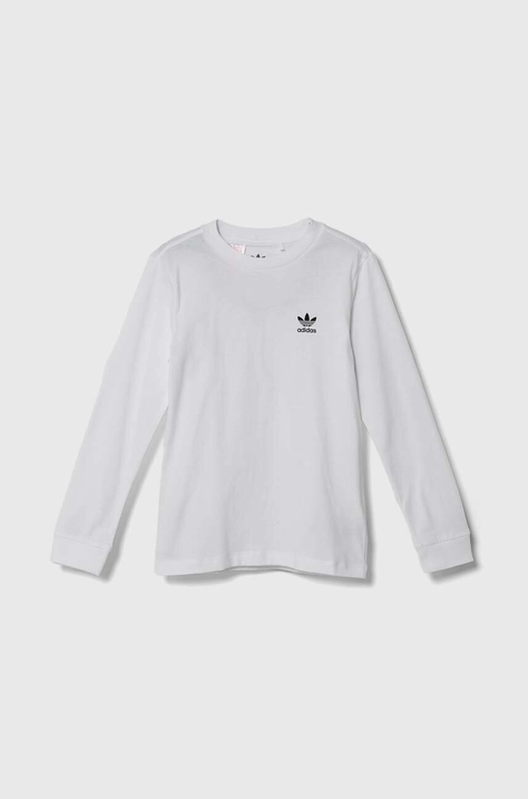 adidas Originals longsleeve din bumbac pentru copii culoarea alb, neted