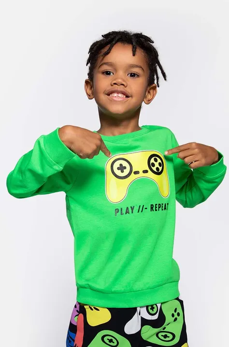 Otroška bombažna majica z dolgimi rokavi Coccodrillo zelena barva