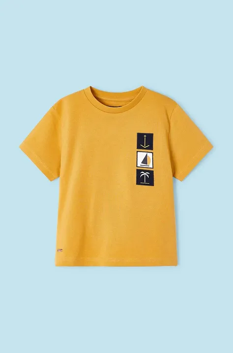 Dětské tričko Mayoral žlutá barva, s potiskem