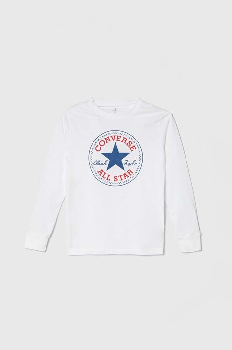 Converse longsleeve din bumbac culoarea alb, cu imprimeu