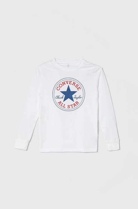 Converse longsleeve din bumbac culoarea alb, cu imprimeu