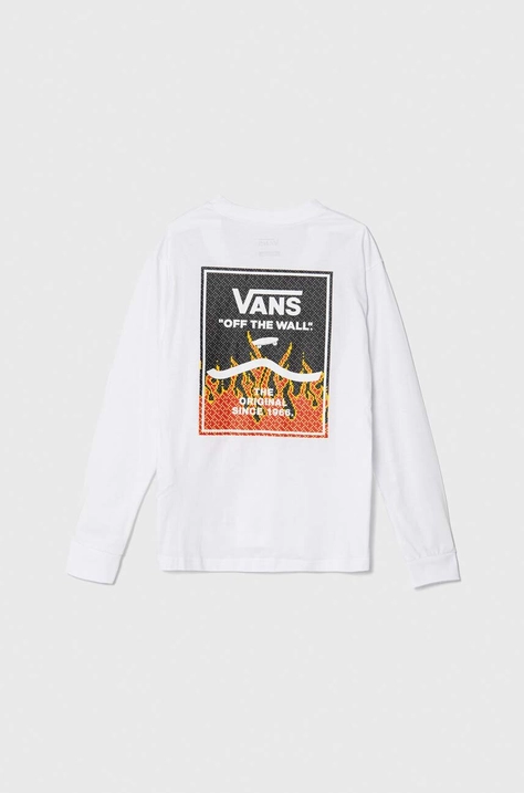 Παιδικό βαμβακερό μακρυμάνικο Vans PRINT BOX 2.0 LS BOYS χρώμα: άσπρο