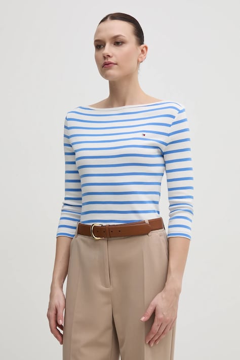 Tommy Hilfiger majica dugih rukava za žene od pamuka bijela WW0WW40589