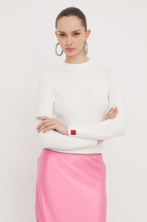 Πουλόβερ HUGO χρώμα: μπεζ