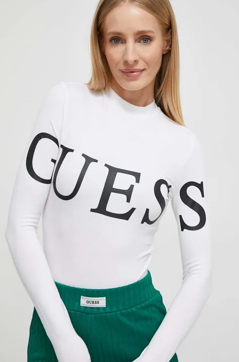 Bodi Guess za žene, boja: bijela, s poludolčevitom