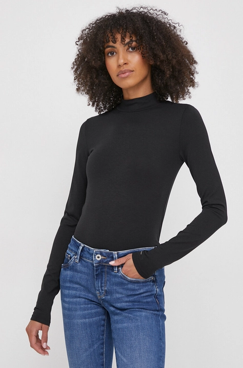 Calvin Klein longsleeve femei, culoarea negru, cu turtleneck