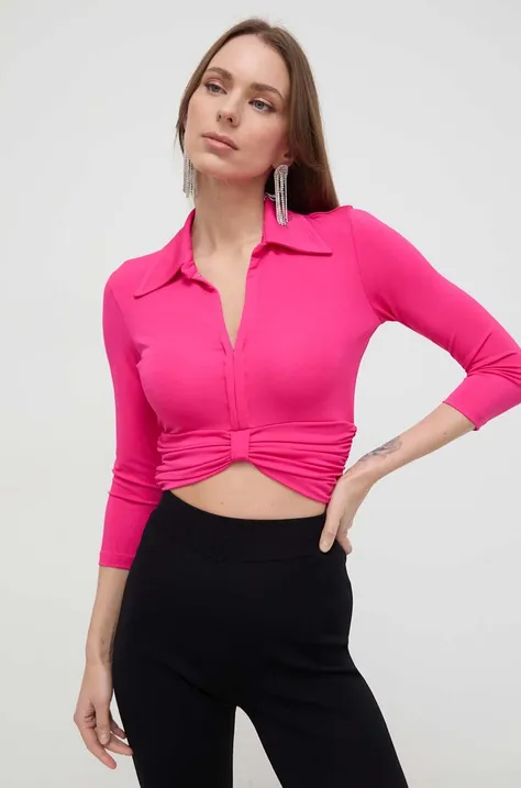 Pinko bluzka damska kolor różowy gładka
