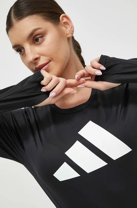 Μακρυμάνικο μπλουζάκι για τρέξιμο adidas Performance Run It χρώμα: μαύρο
