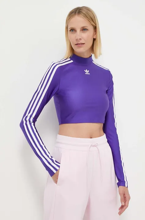 adidas Originals longsleeve damski kolor fioletowy z półgolfem IR8133