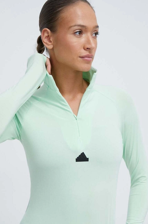 adidas longsleeve femei, culoarea verde, cu guler IS3034