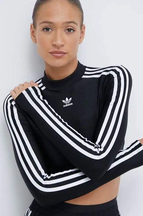 Tričko s dlhým rukávom adidas Originals dámsky, čierna farba