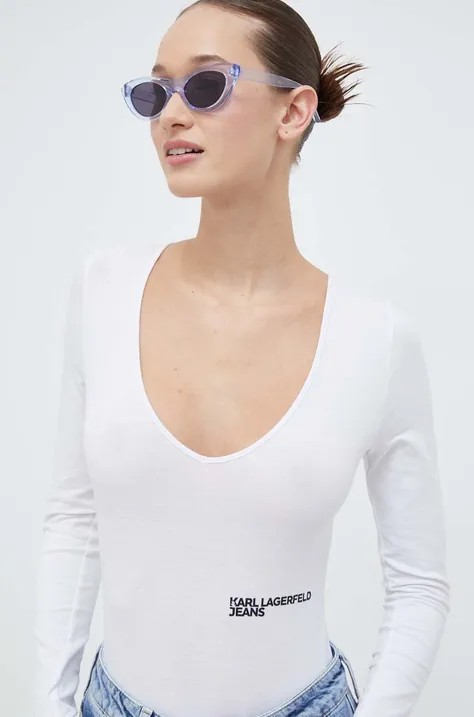 Bodi Karl Lagerfeld Jeans za žene, boja: bijela