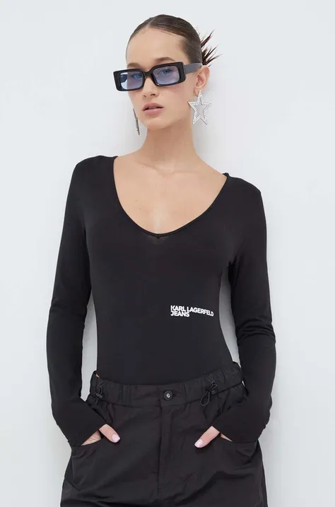Karl Lagerfeld Jeans body femei, culoarea negru