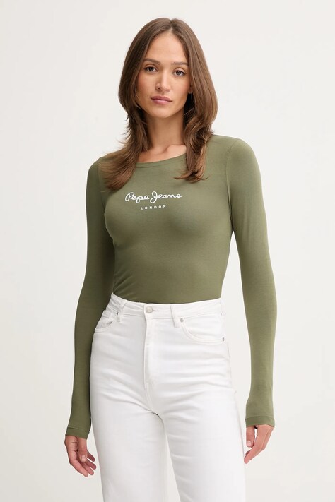 Pepe Jeans longsleeve damski kolor zielony