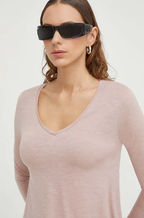 Majica dugih rukava American Vintage za žene, boja: ružičasta