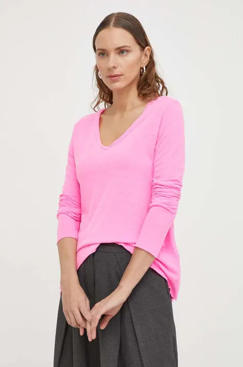 Tričko s dlhým rukávom American Vintage dámsky, ružová farba