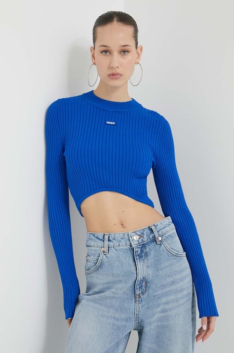 HUGO Blue sweter damski kolor niebieski lekki 50514280