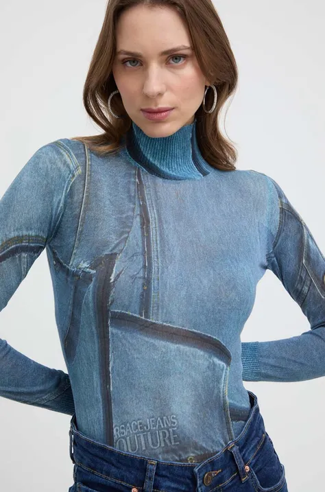 Bavlněný svetr Versace Jeans Couture lehký, s pologolfem, 76HAFM09 CMH37
